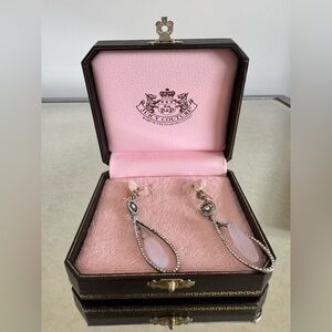 Juicy Couture Vintage Rose Quarts Teardrop Chandelier Earrings